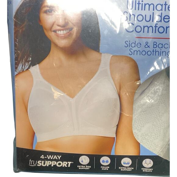 Playtex 18 Hour 4693 Wirefree Ultimate Shoulder Comfort Bra 42D White - Picture 2 of 6